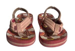 Reef Little Ahi Toddler Girls Pink Tropical Flip Flop Sandals Size 7T EU 23